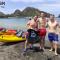 Kayak group at Vulcano island black beach